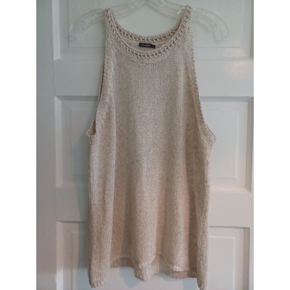 J. McLaughlin oatmeal tan linenblend sweater tank XL knit sleeveless classic